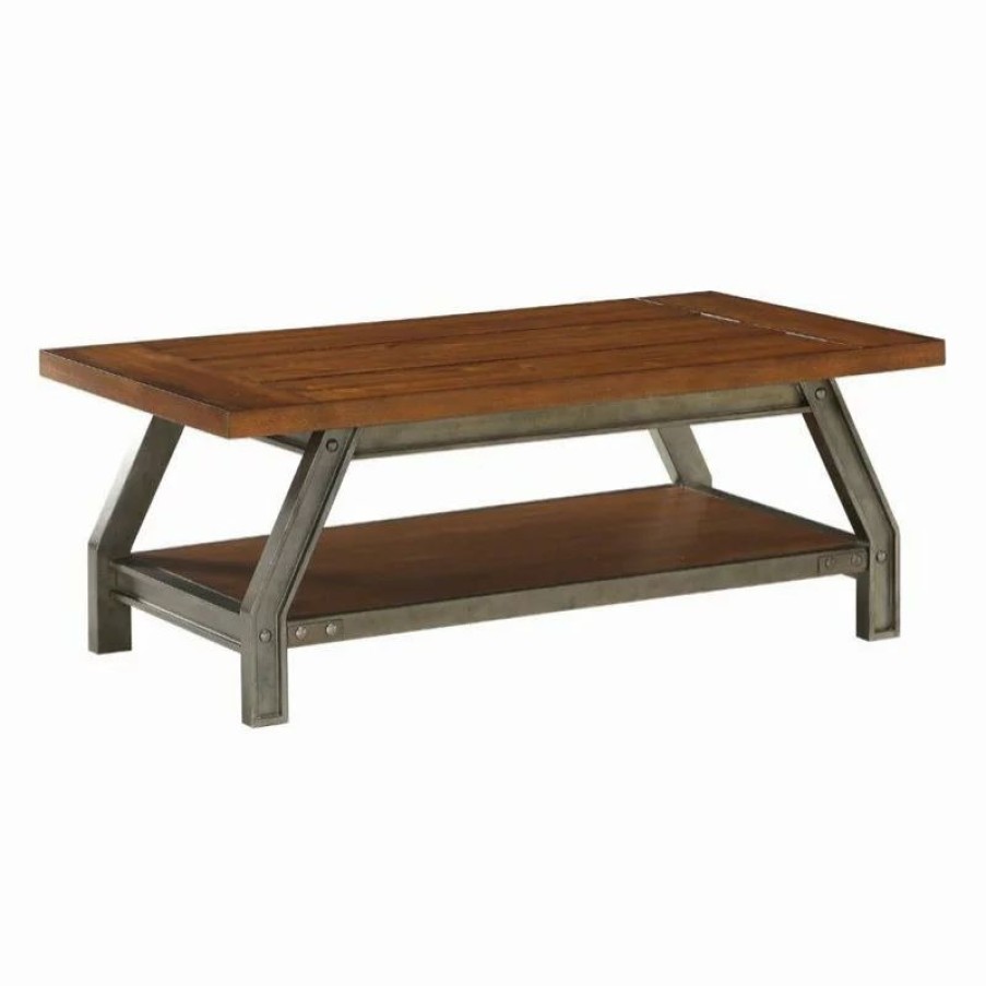 Coffee & Accent Tables * | Domain Industries Inc. Lexicon Holverson Wood Coffee Table In Rustic Brown And Gunmetal