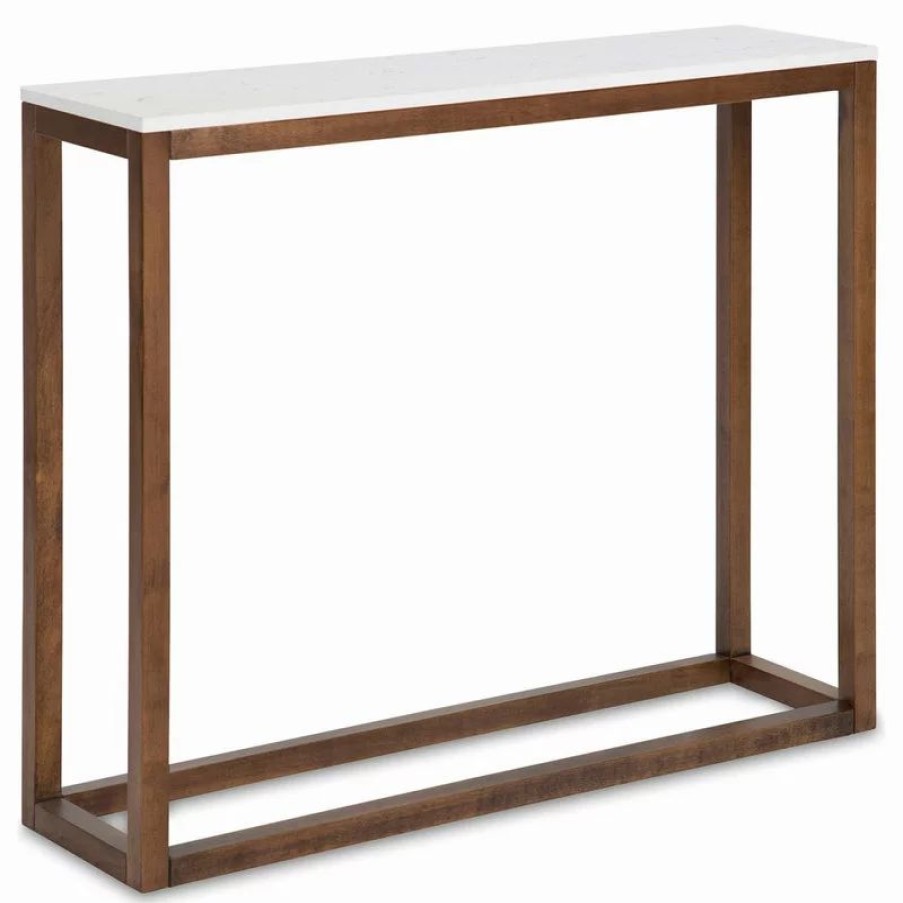 Console Tables * | Uniek Carmella Man-Made Marble Top Console Table, White