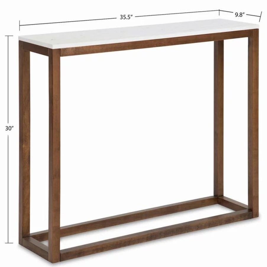 Console Tables * | Uniek Carmella Man-Made Marble Top Console Table, White