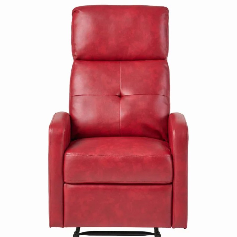 Chairs * | Gdfstudio Gdf Studio Teyana Red Leather Recliner Club Chair