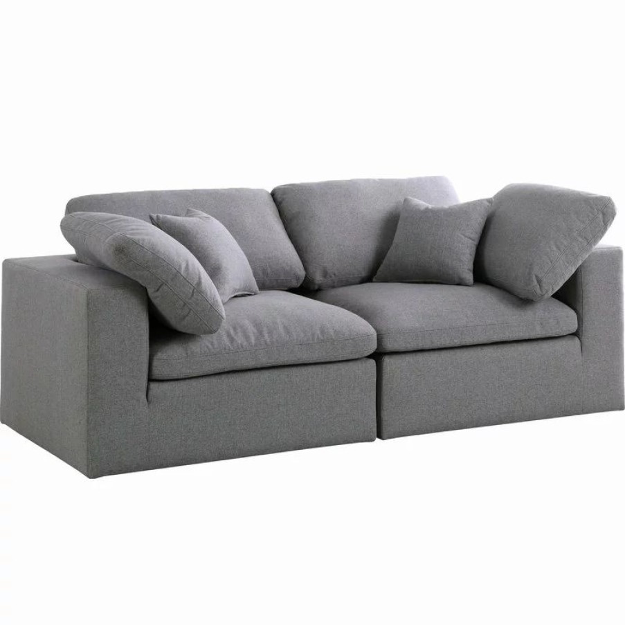 Sofas & Sectionals * | Meridian Furniture Serene Down Filled Cloud-Like Comfort Modular Sofa, Gray, 2-Seater