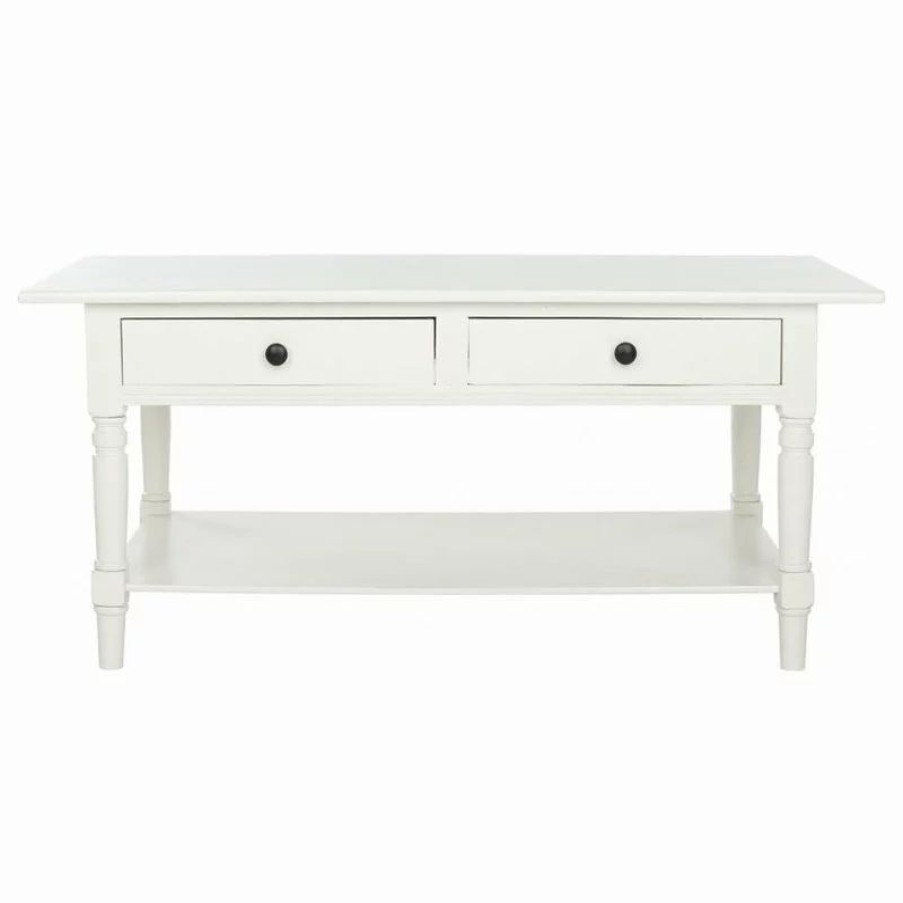 Coffee & Accent Tables * | Safavieh Boris 2-Drawer Coffee Table, Distressed Cream
