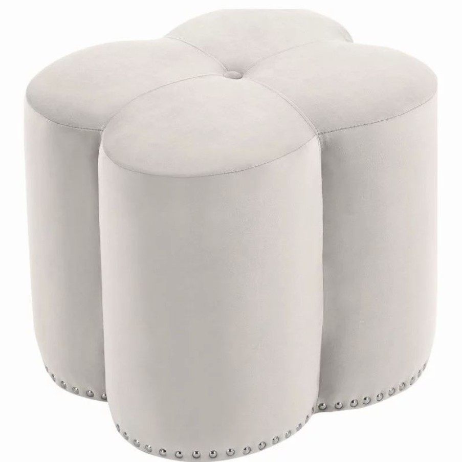 Footstools & Ottomans * | Meridian Furniture Clover Velvet Flower Shaped Ottoman