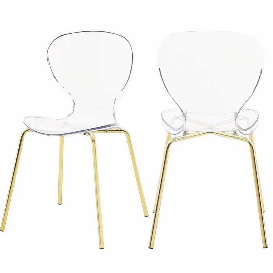 Chairs * | Meridian Furniture Clarion Dining Chair, Set Of 2, Gold