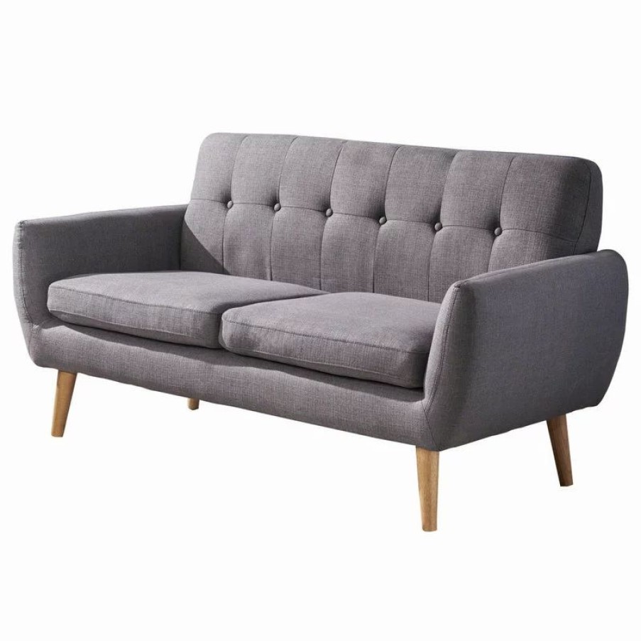 Sofas & Sectionals * | Gdfstudio Gdf Studio Joseline Mid Century Modern Petite Fabric Sofa, Dark Gray