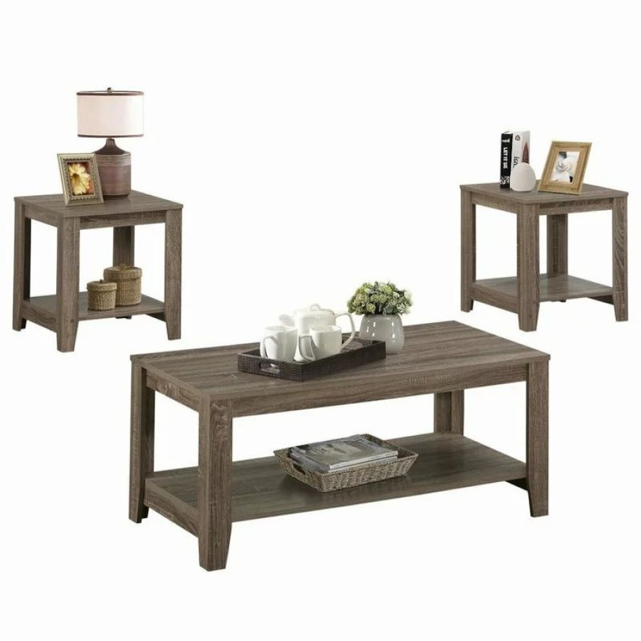 Coffee & Accent Tables * | Monarch Specialties Table Set, 3-Piece Set, Dark Taupe