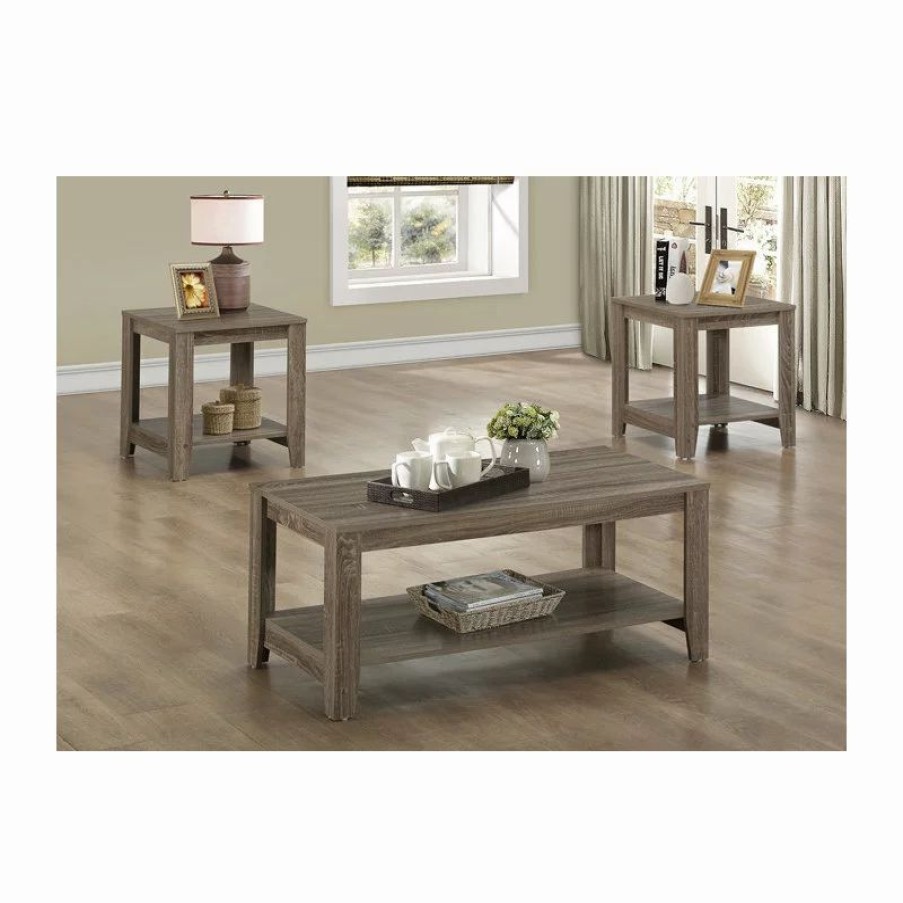 Coffee & Accent Tables * | Monarch Specialties Table Set, 3-Piece Set, Dark Taupe