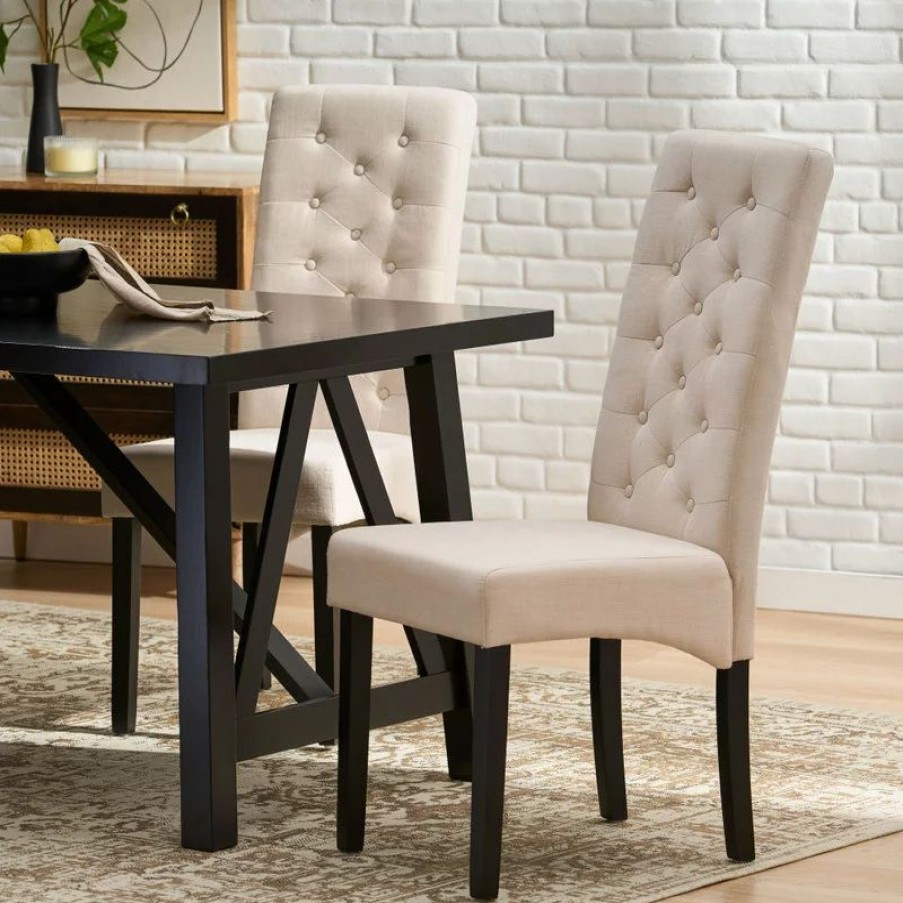 Chairs * | Gdfstudio Gdf Studio Darby Tall Back Linen Dining Chairs, Set Of 2