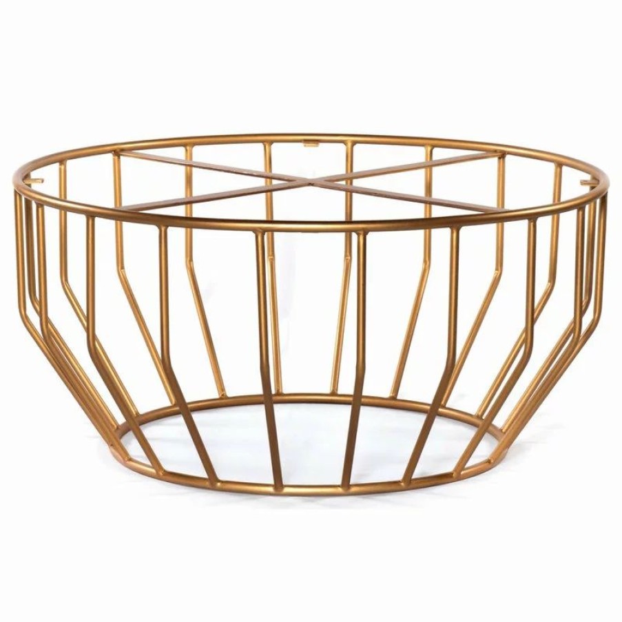 Coffee & Accent Tables * | Mod-Arte Gold Leaf Round Coffee Table, Marble White