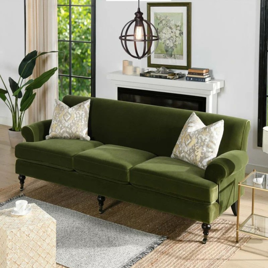 Sofas & Sectionals * | Jennifer Taylor Home Alana 88 Lawson 3-Seater Sofa, Olive Green Performance Velvet