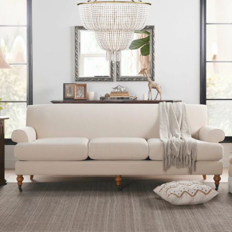 Sofas & Sectionals * | Jennifer Taylor Home Alana 88 Lawson 3-Seater Sofa, Sky Neutral Beige Polyester