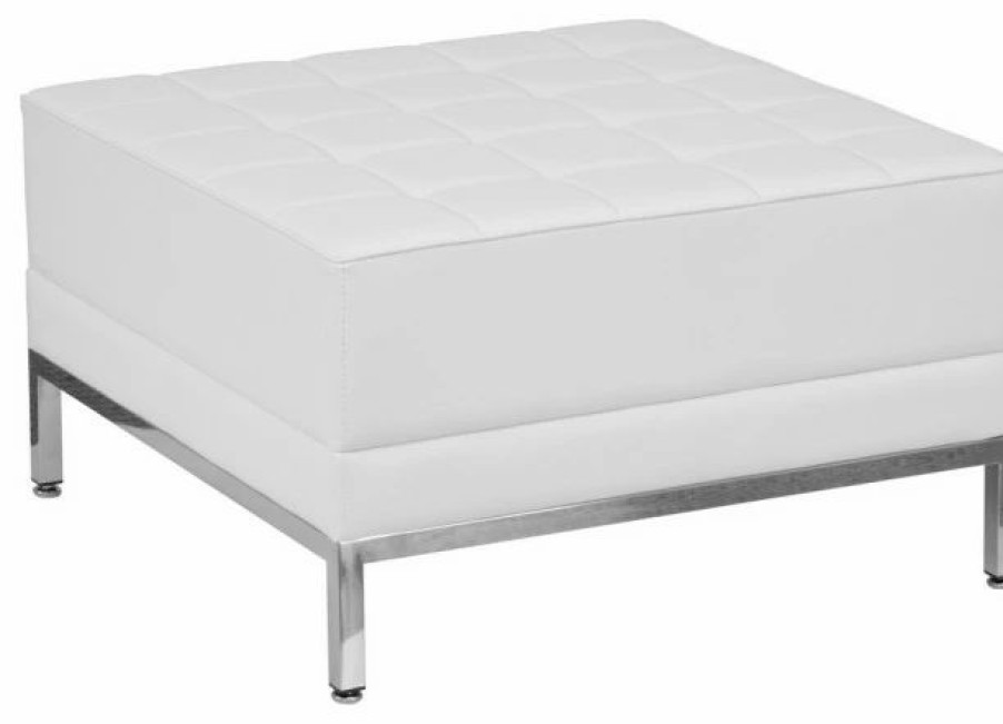 Footstools & Ottomans * | Flash Furniture Hercules Imagination Series Leathersoft Quilted Tufted Modular Ottoman, White