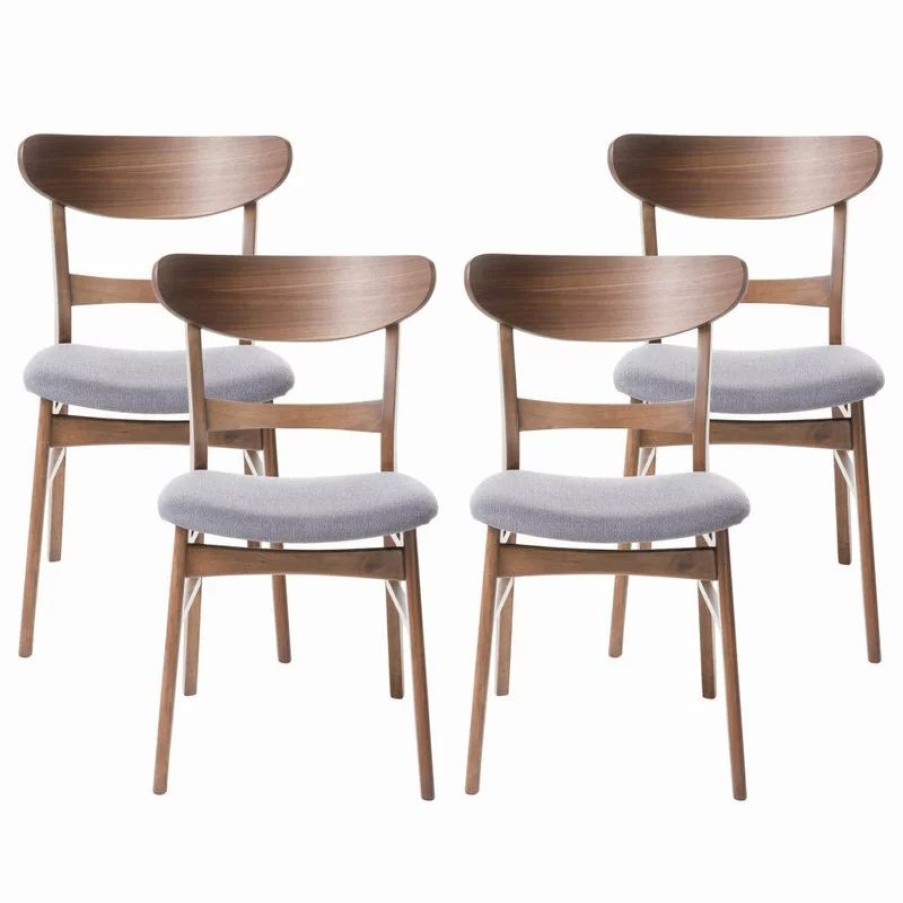 Chairs * | Gdfstudio Skylar Dining Chairs, Set Of 4, Dark Gray/Walnut