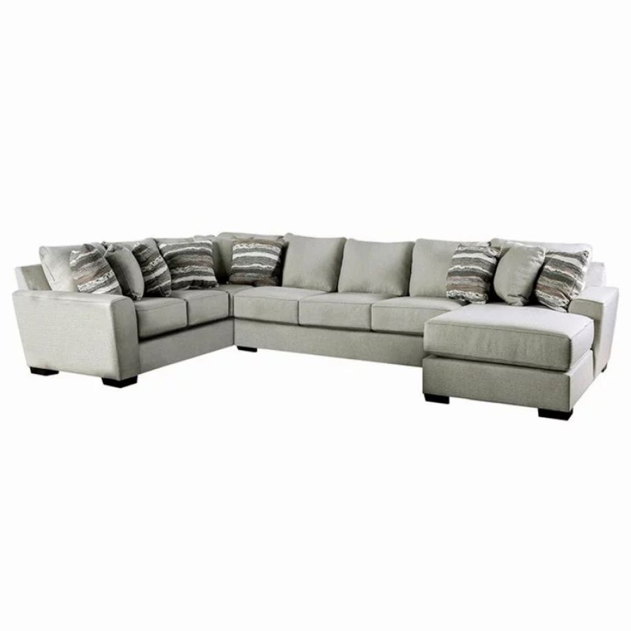 Sofas & Sectionals * | Furniture Of America E-Commerce By Enitial Lab Furniture Of America Gambeli Transitional Fabric Flared Arm Sectional In Beige