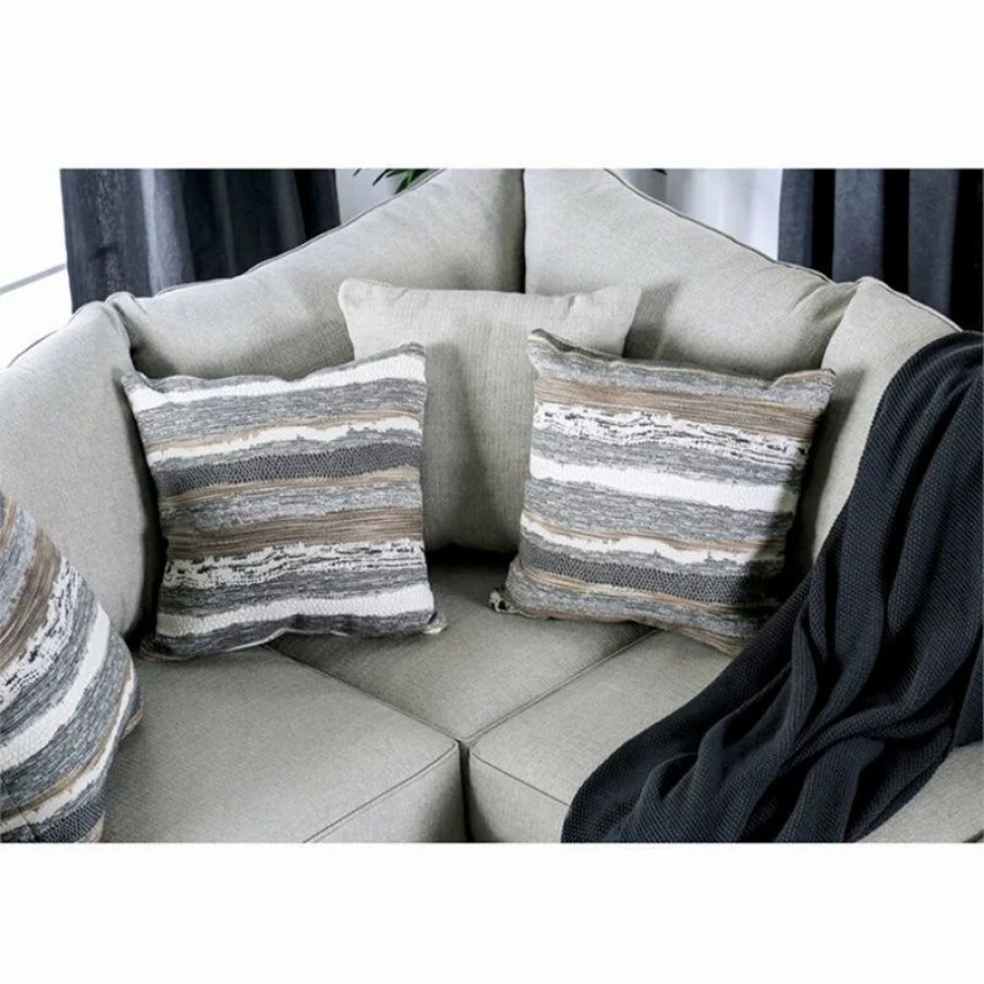 Sofas & Sectionals * | Furniture Of America E-Commerce By Enitial Lab Furniture Of America Gambeli Transitional Fabric Flared Arm Sectional In Beige