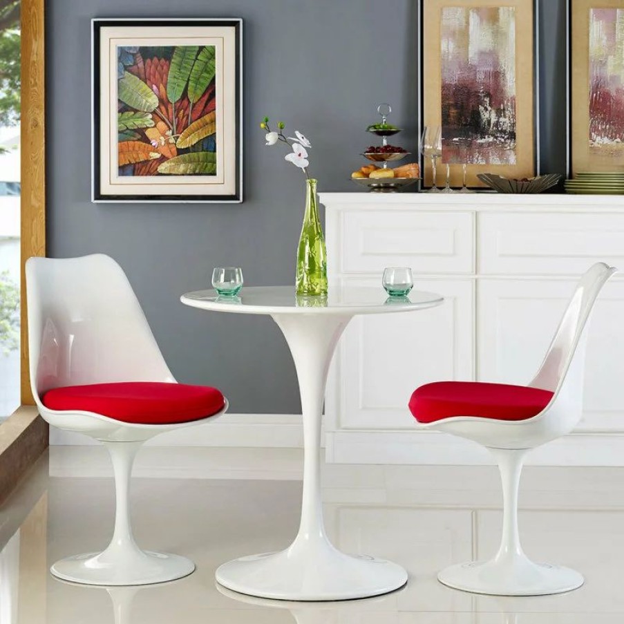 Coffee & Accent Tables * | Lexmod Lippa Round Wood Top Dining Table, White, 28
