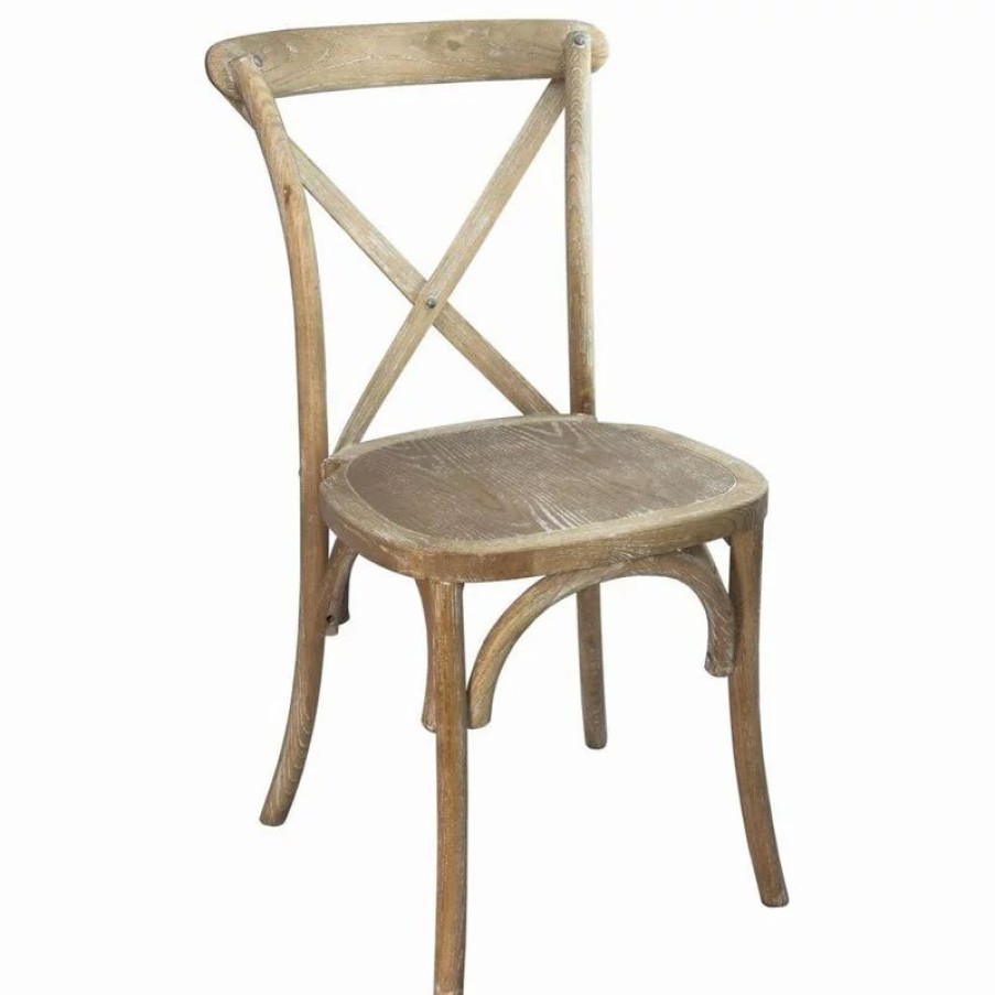 Chairs * | Flash Furniture Advantage Natural With White Grain X-Back Chair