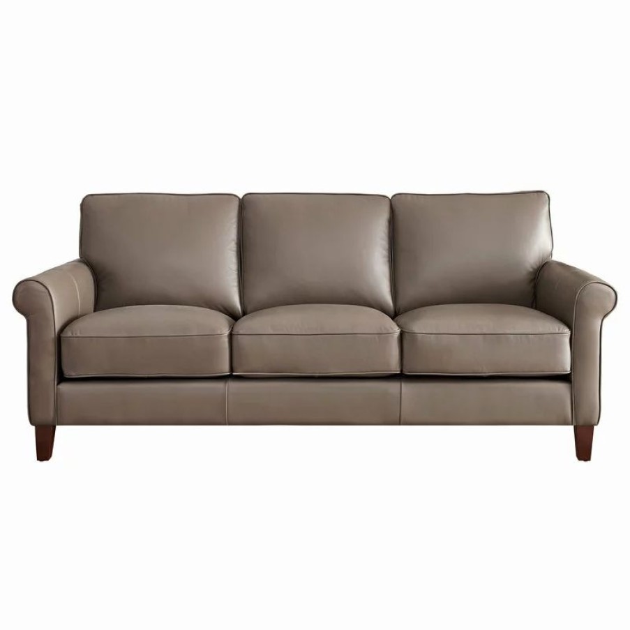 Sofas & Sectionals * | Hydeline Usa Hydeline Laguna 100% Leather Sofa, Taupe