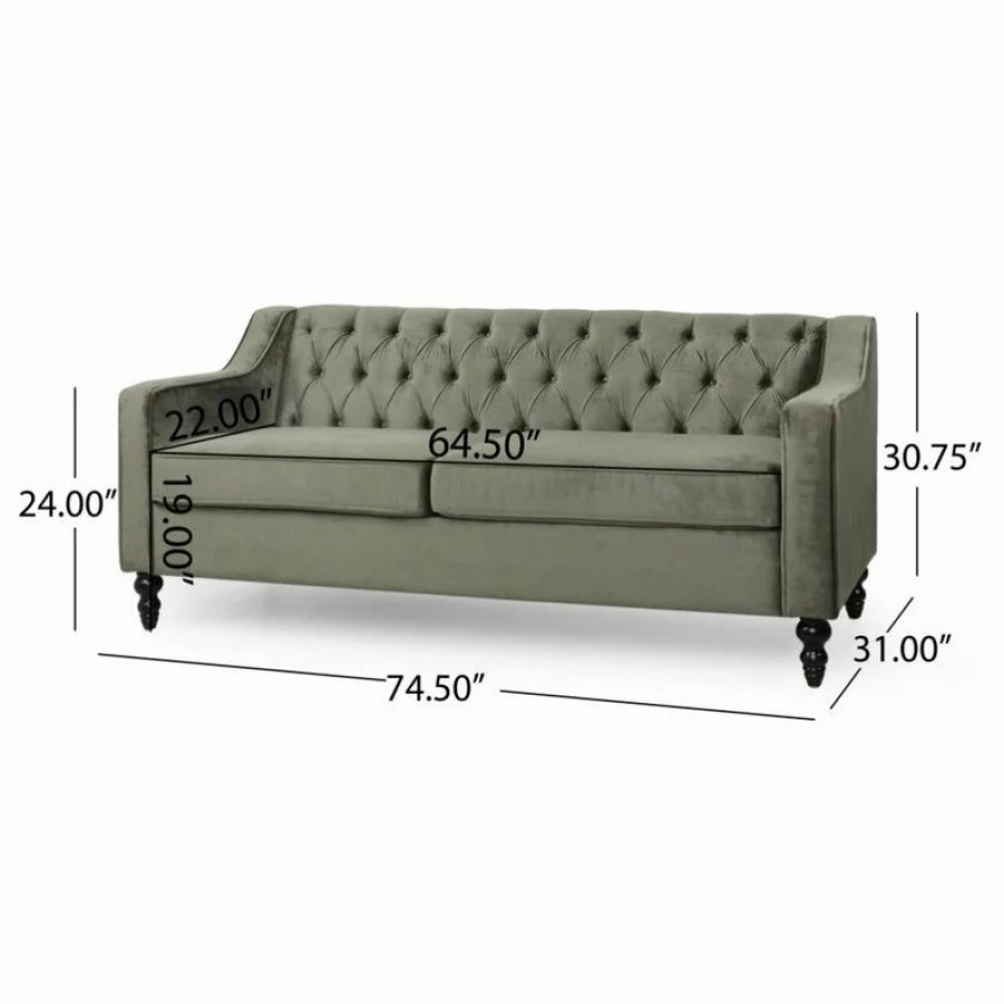 Sofas & Sectionals * | Gdfstudio Jameer Modern Glam Tufted Velvet 3 Seater Sofa