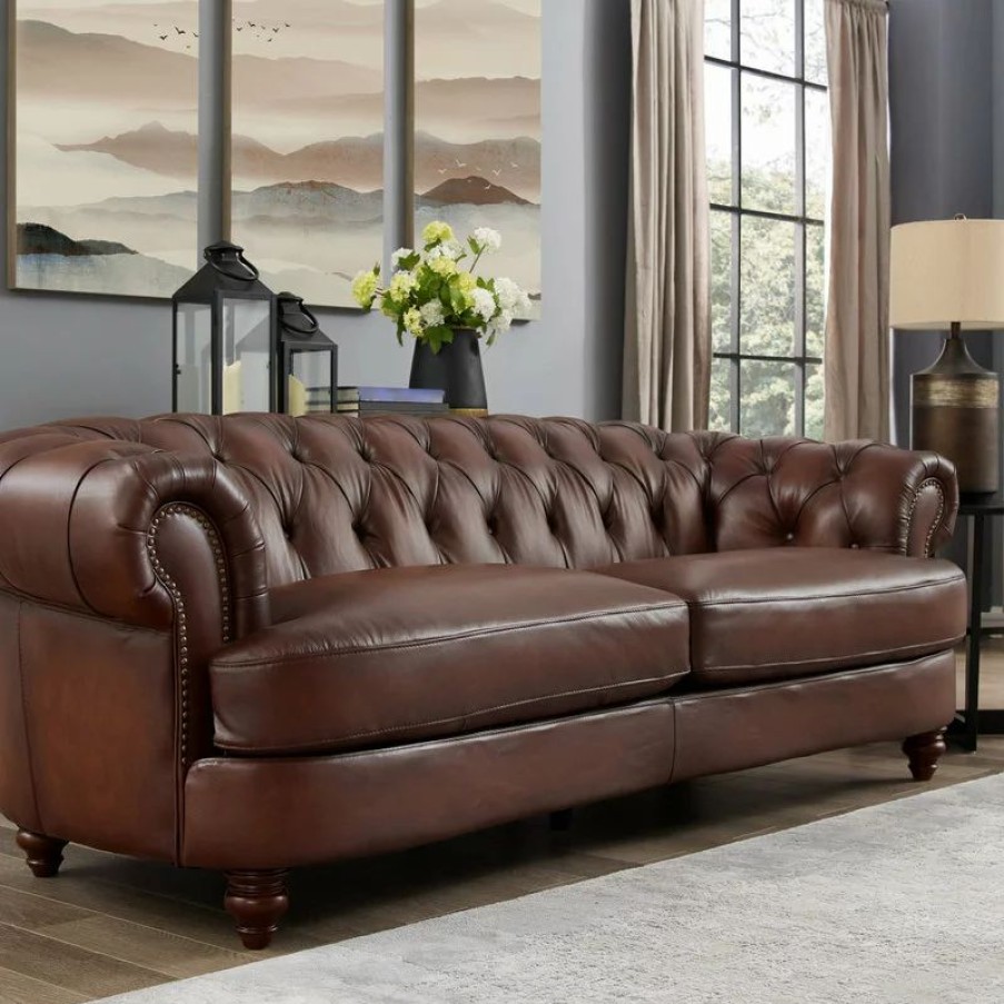 Sofas & Sectionals * | Hydeline Usa Hydeline Newport Top Grain Leather Sofa Collection, 94 Sofa