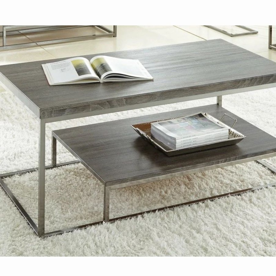 Coffee & Accent Tables * | Steve Silver Lucia Cocktail Table With Nickel, Natural