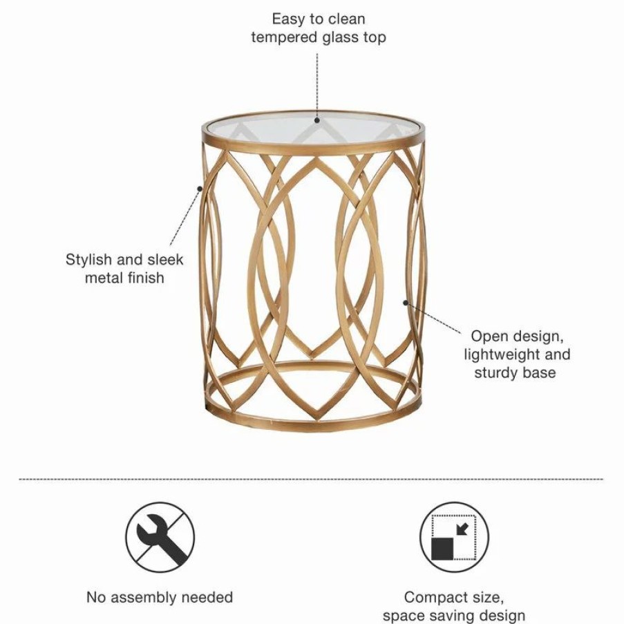 Coffee & Accent Tables * | Olliix Madison Park Arlo Metal Round Accent Table, Gold