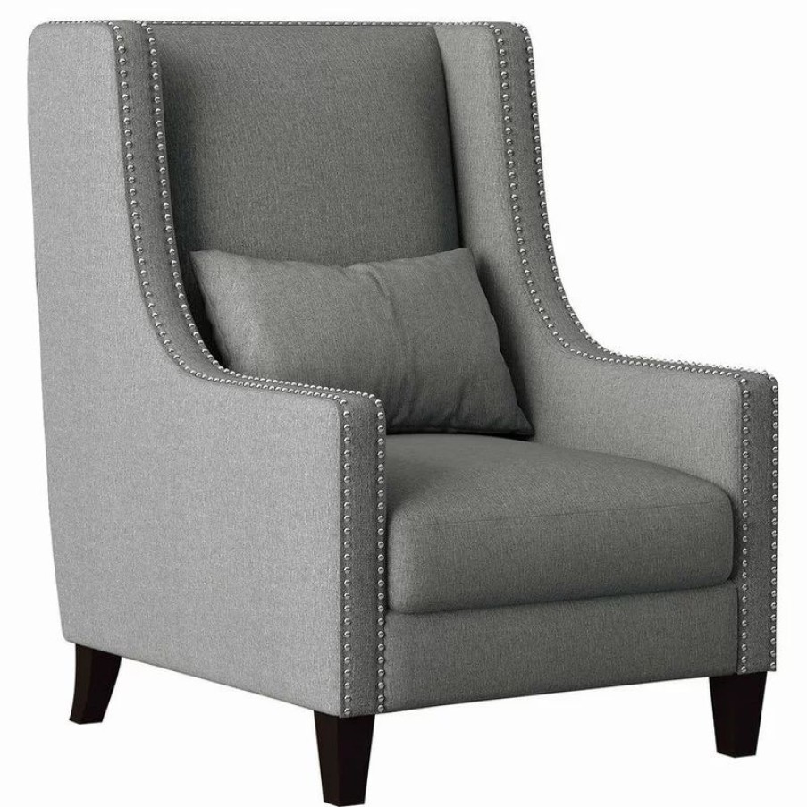 Chairs * | Lexicon Home Waterlyn Wingback Chair, Light Gray
