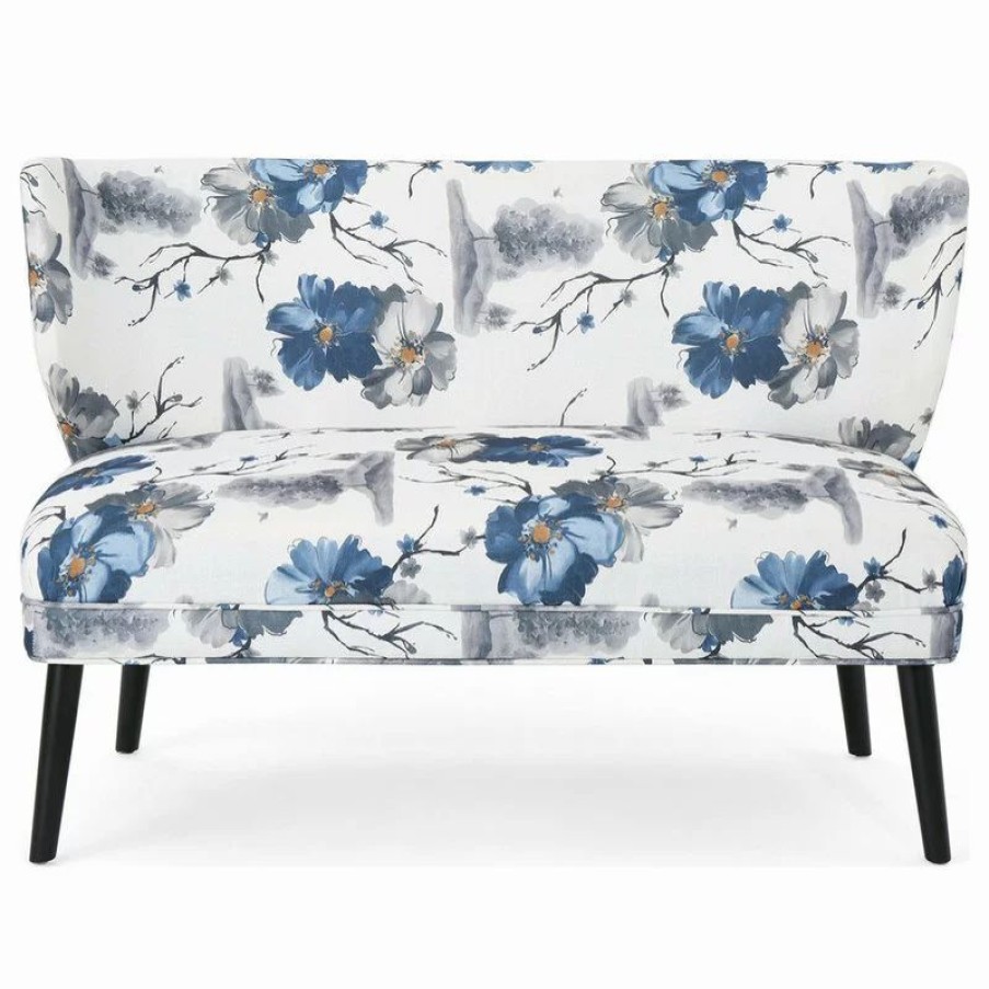 Sofas & Sectionals * | Gdfstudio Gdf Studio Dumont Modern Farmhouse Fabric Settee, Print/Matte Black