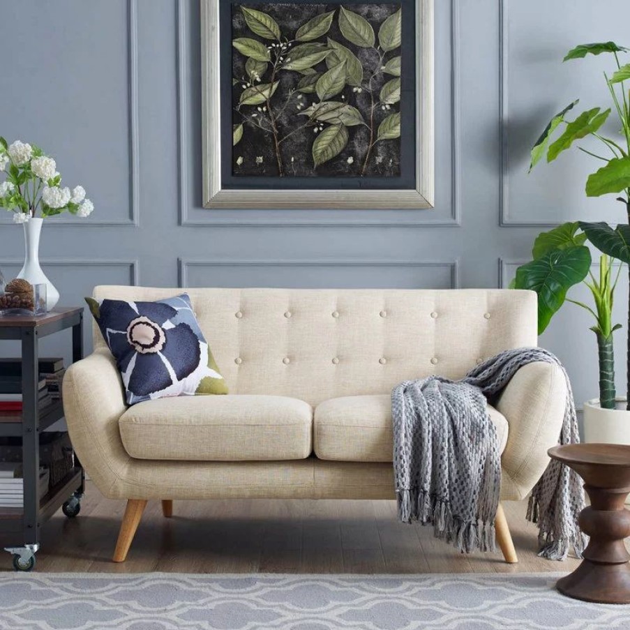 Sofas & Sectionals * | Lexmod Remark Upholstered Fabric Loveseat, Beige