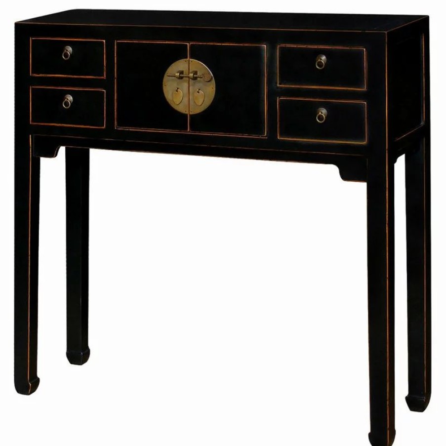 Console Tables * | China Furniture And Arts Elmwood Console Table, Black Distressed