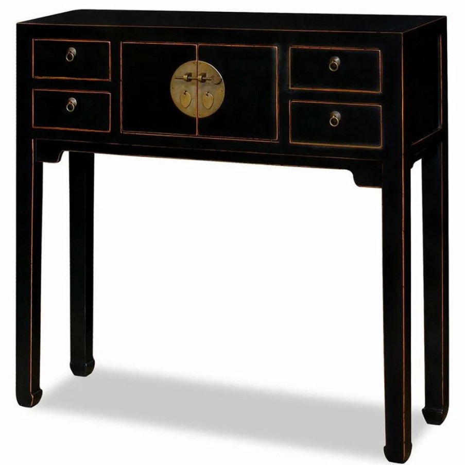 Console Tables * | China Furniture And Arts Elmwood Console Table, Black Distressed
