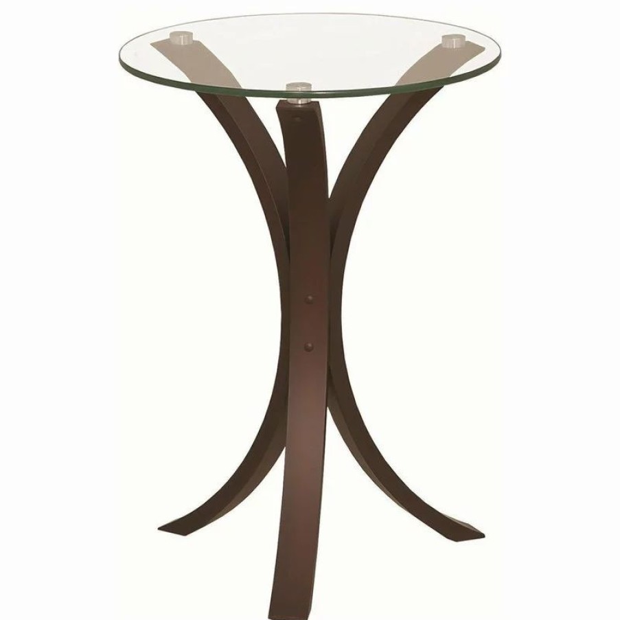 Coffee & Accent Tables * | Coaster Home Furnishings Coaster Snack Table With Glass Top, Cappuccino