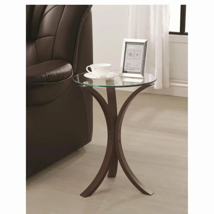Coffee & Accent Tables * | Coaster Home Furnishings Coaster Snack Table With Glass Top, Cappuccino