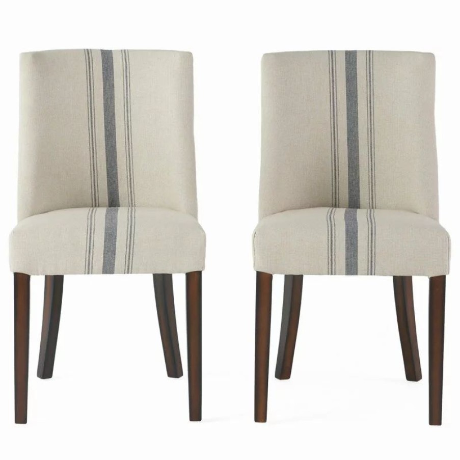 Chairs * | Gdfstudio Gdf Studio Rydel Fabric Dining Chairs, Set Of 2, Blue Stripe