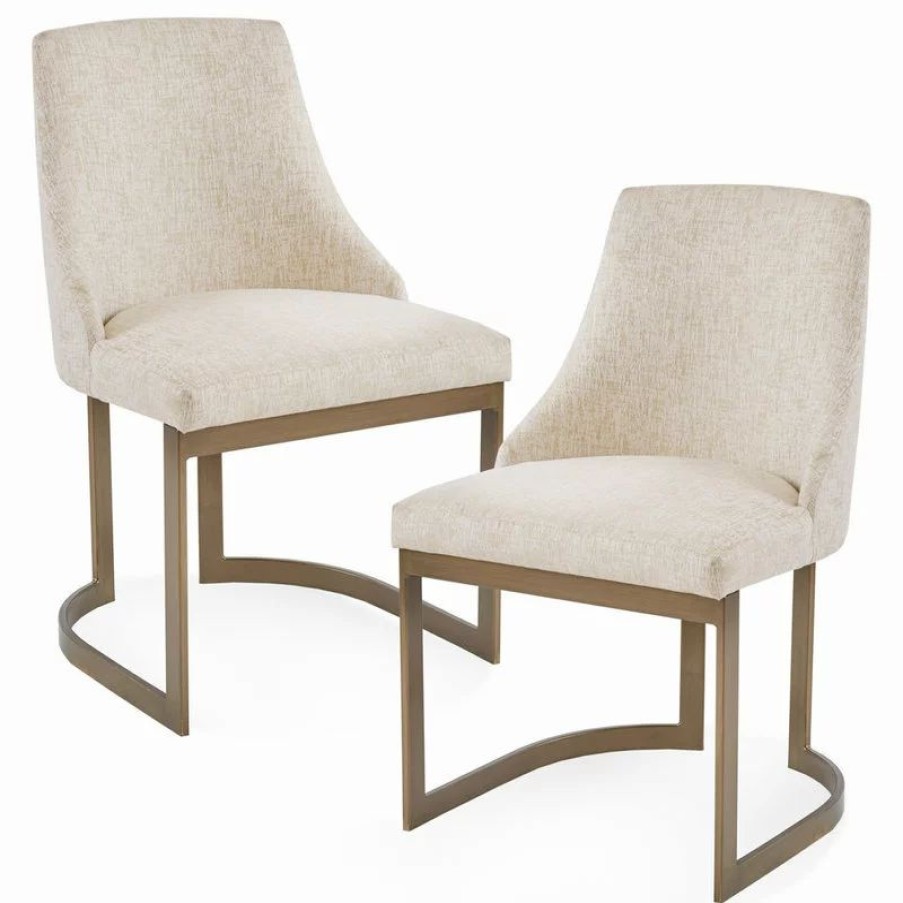 Chairs * | Olliix The Cleopatra Dining Chair, Cream, Fabric, Set Of 2