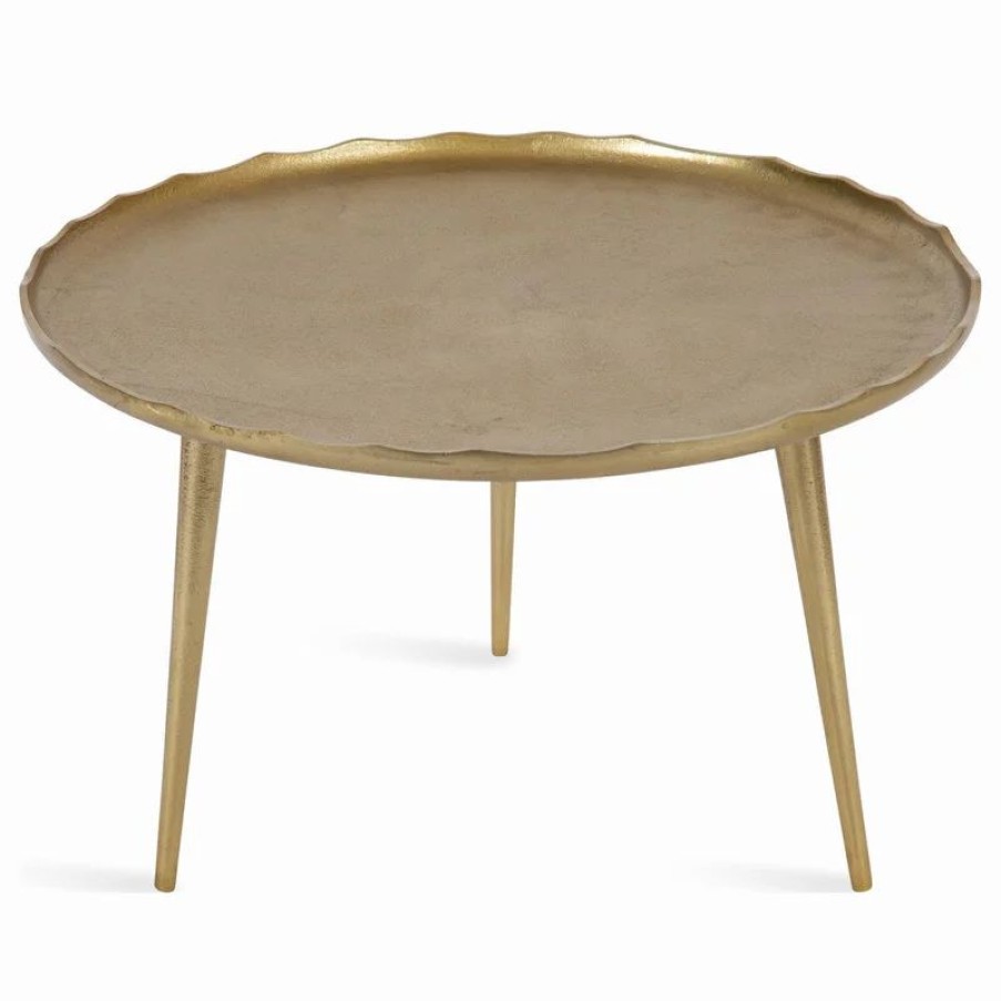 Coffee & Accent Tables * | Uniek Alessia Round Coffee Table, Gold 25X25X15
