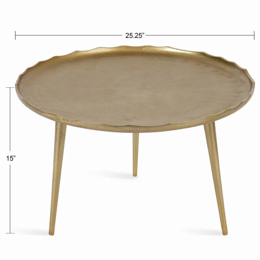 Coffee & Accent Tables * | Uniek Alessia Round Coffee Table, Gold 25X25X15