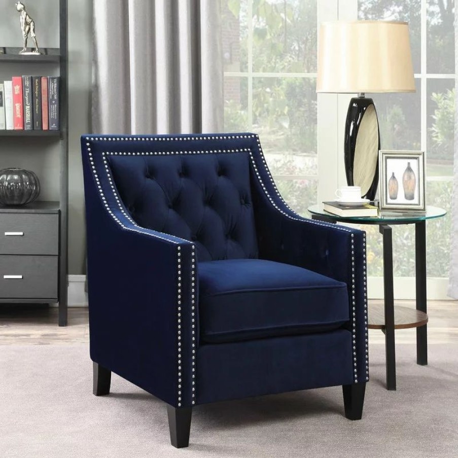 Chairs * | Picket House Teagan Accent Chair, Navy