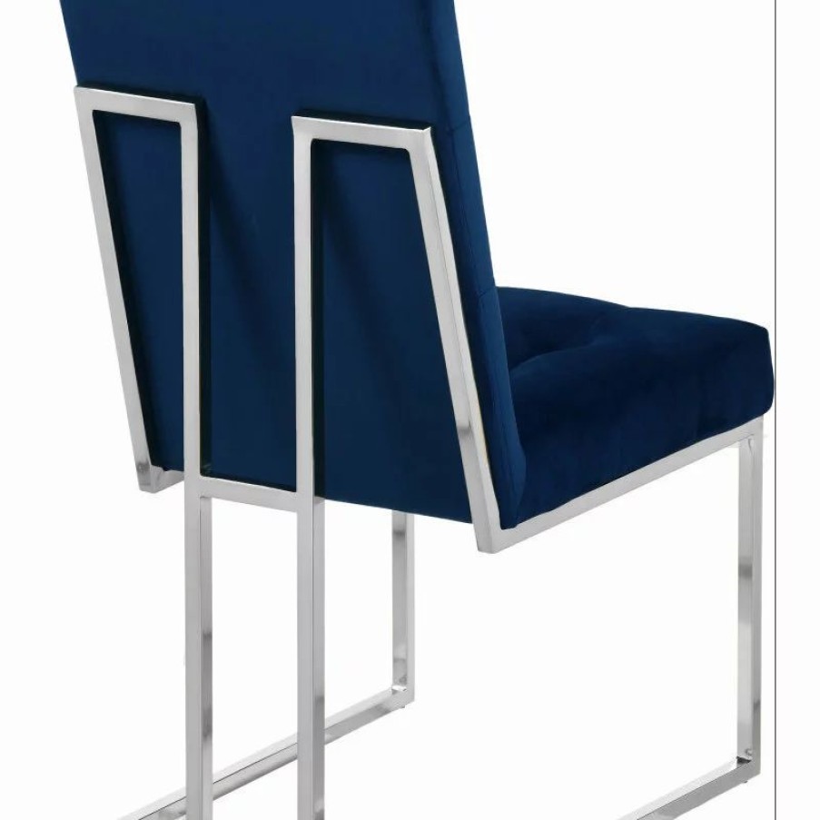 Chairs * | Meridian Furniture Alexis Velvet Dining Chair, Navy, Set Of 2