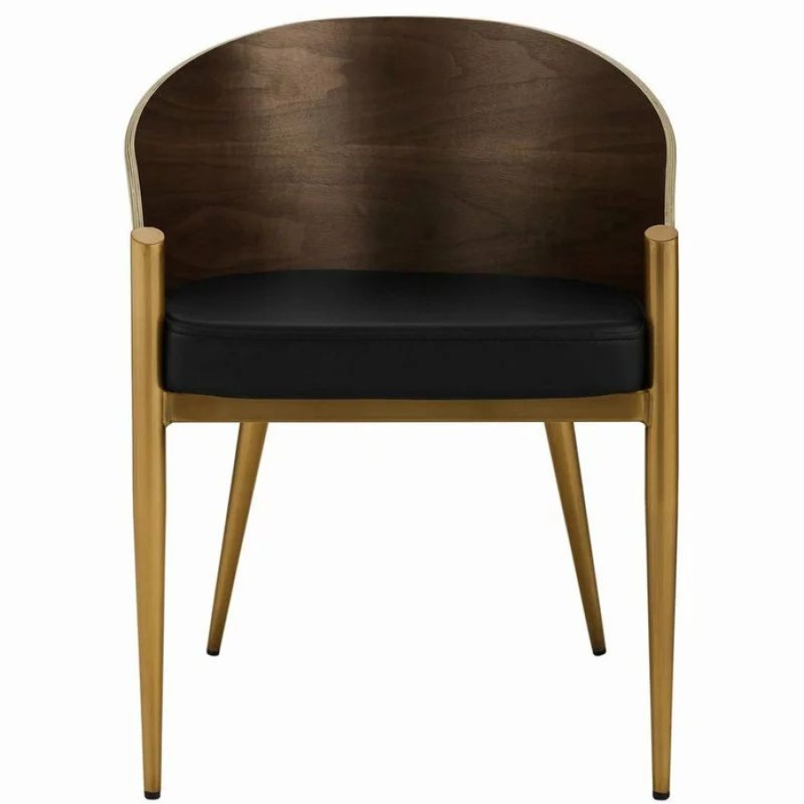 Chairs * | Lexmod Cooper Faux Leather Dining Armchair In Gold