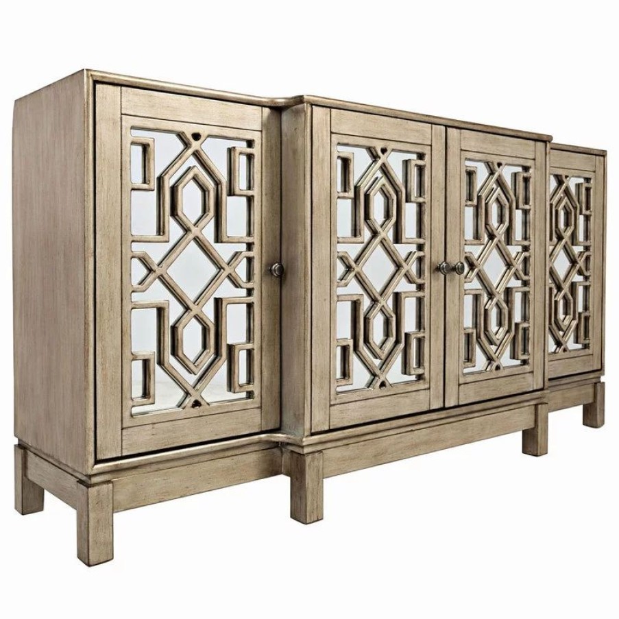 Console Tables * | Jofran Casa Bella 70 Mirrored Console- Vintage Silver