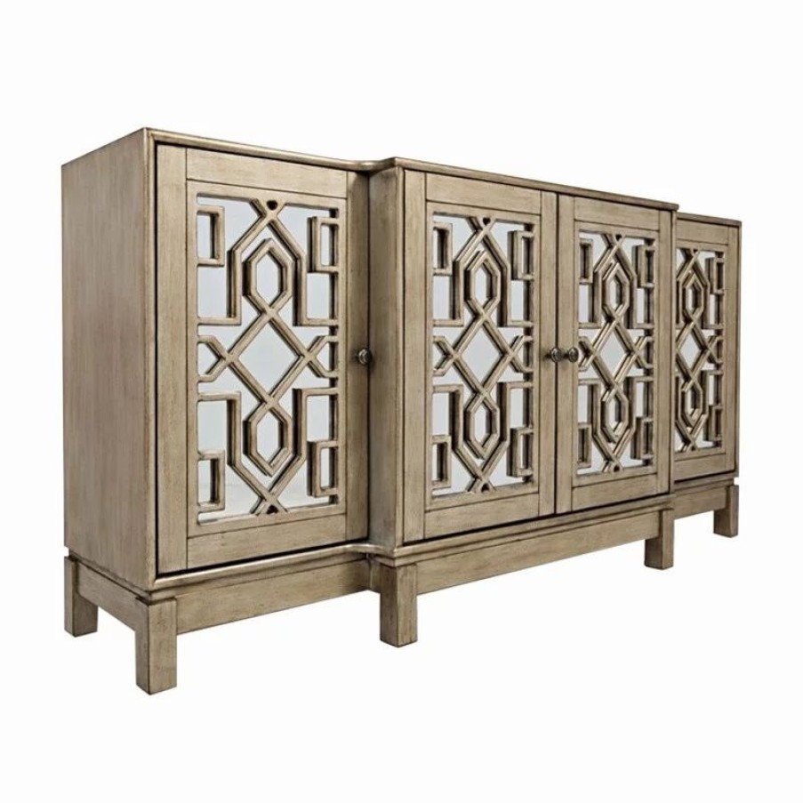 Console Tables * | Jofran Casa Bella 70 Mirrored Console- Vintage Silver