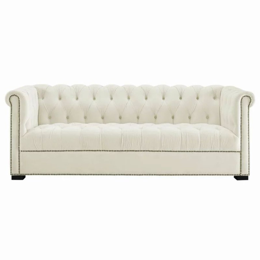 Sofas & Sectionals * | Lexmod Heritage Upholstered Velvet Sofa, Ivory