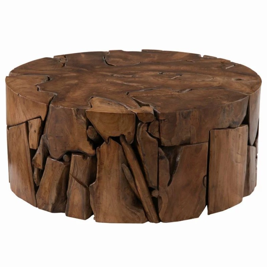Coffee & Accent Tables * | Phillips Collection Teak Chunk Coffee Table, Round