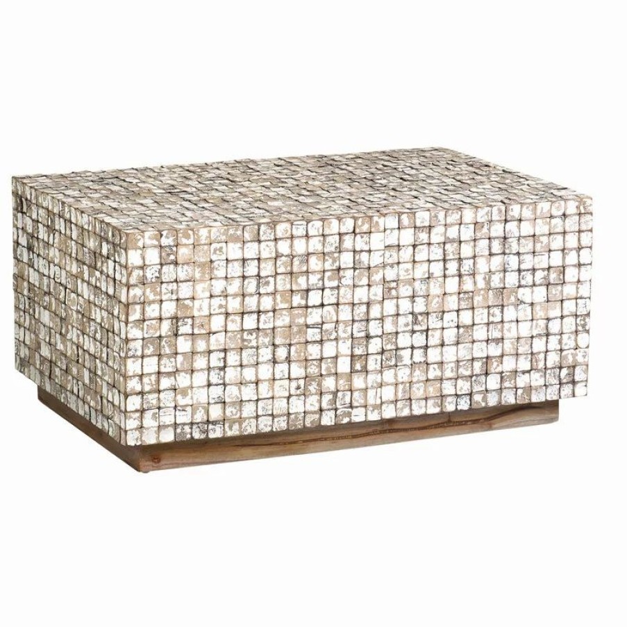 Coffee & Accent Tables * | East At Main'S Dellwood Coconut Shell Coffee Table, Tumbled Granite