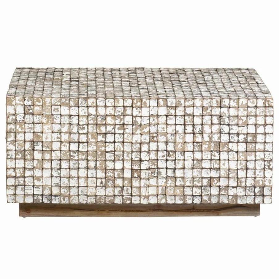 Coffee & Accent Tables * | East At Main'S Dellwood Coconut Shell Coffee Table, Tumbled Granite
