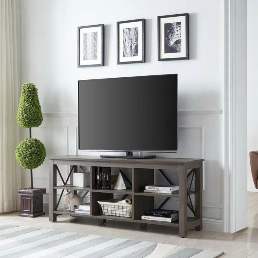 Sofas & Sectionals * | Hudson&Canal Sawyer Rectangular Tv Stand For Tv'S Up To 65 In Alder Brown