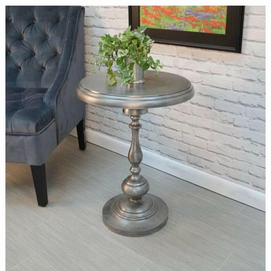 Coffee & Accent Tables * | Carolina Classics Sedgefield Metal Accent Table, Antique Nickel