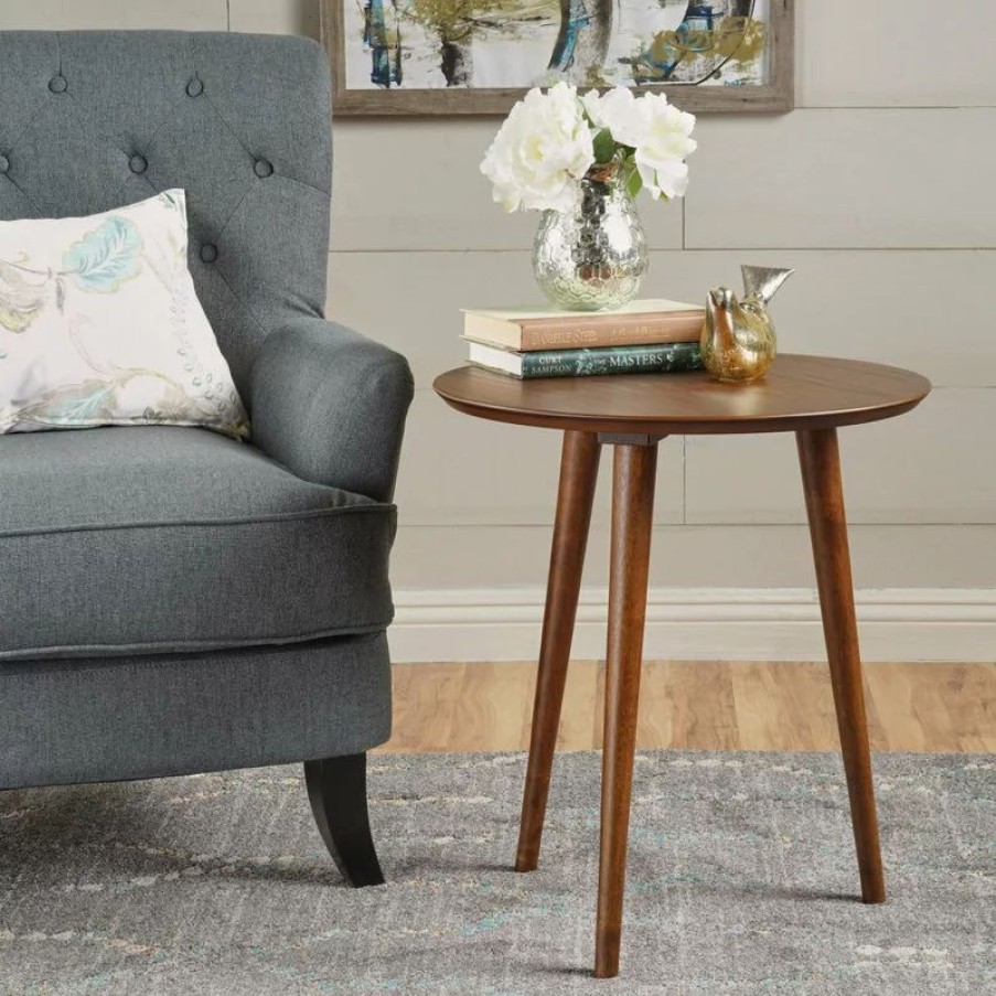 Coffee & Accent Tables * | Gdfstudio Gdf Studio Evangeline Finished Wood End Table With Faux Wood Overlay, Natural Wa