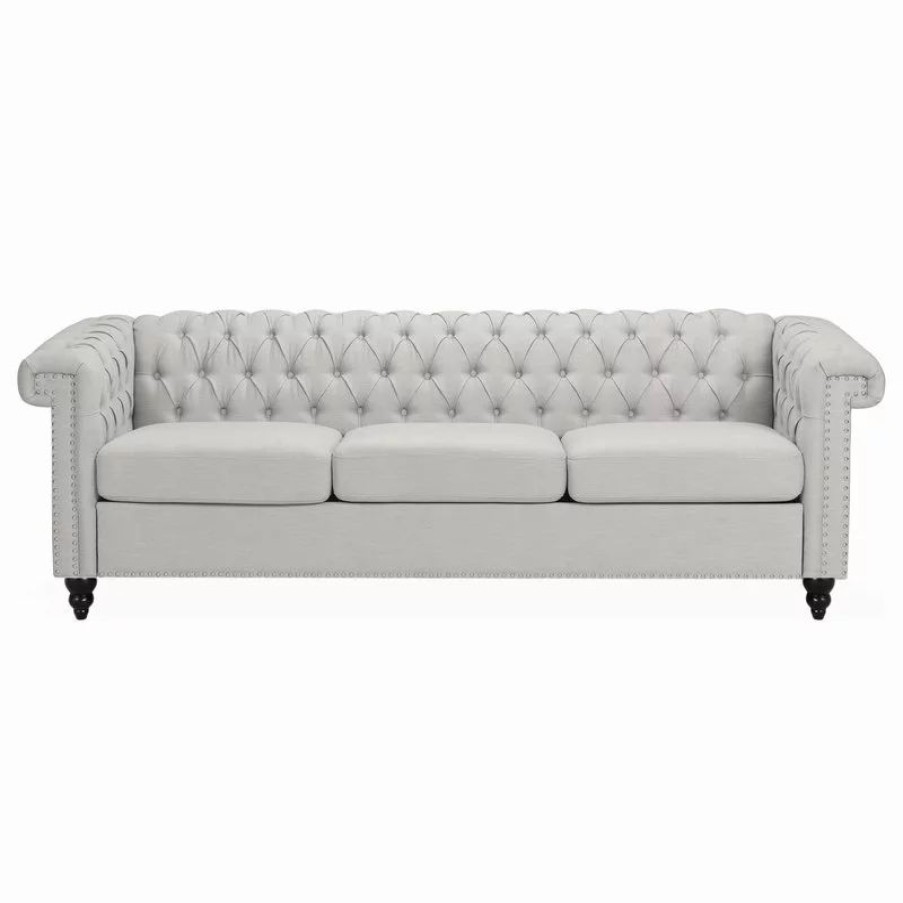 Sofas & Sectionals * | Gdfstudio Spencer Tufted Chesterfield Fabric 3 Seater Sofa